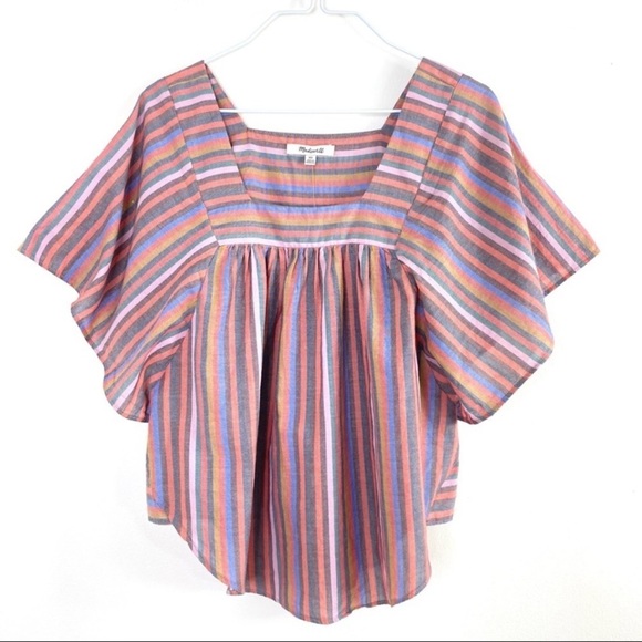 Madewell Butterfly Top in Rainbow Stripe in Pink New with Tags Style #L3049 - Picture 4 of 8